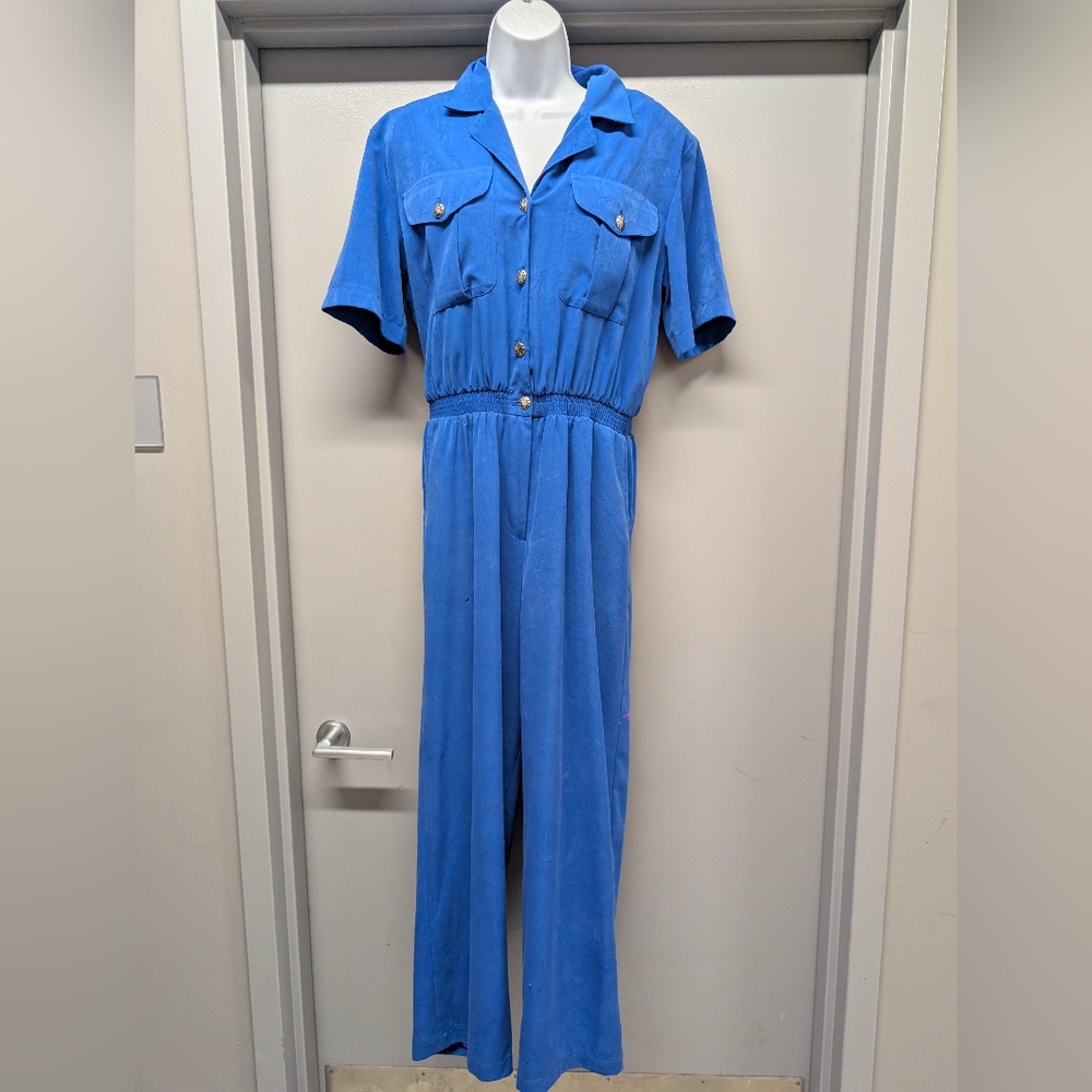 Saint Germain Paris Made In The USA Blue Button-Up Jumpsuit